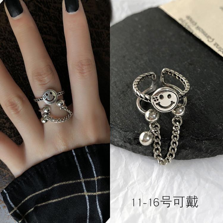 Modern Ins Inspired 925 Silver Ring For Women Vintage Adjustable Finger Accessories J309