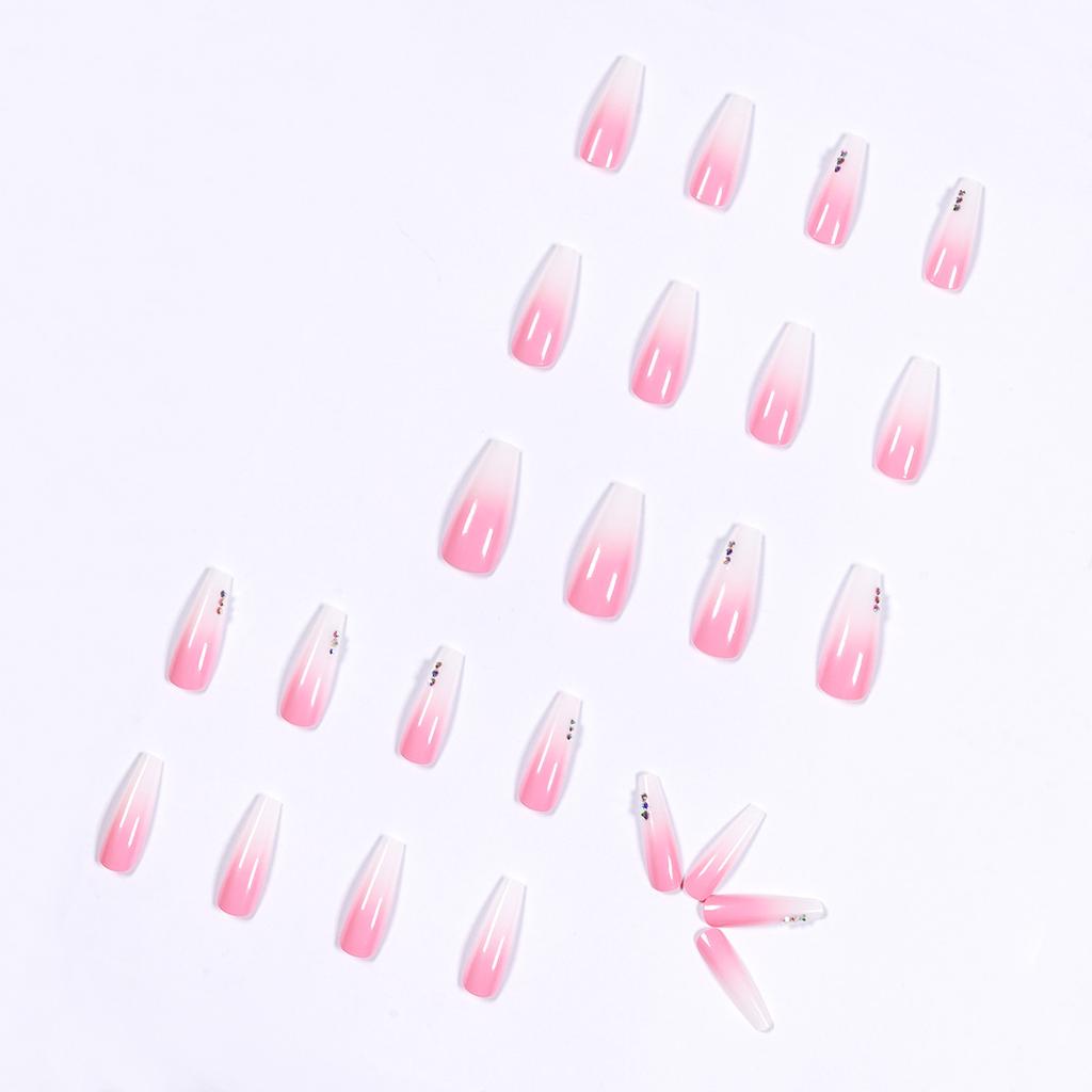 Gradueller Wechsel Rosa Strasssteine Tragen Nagelkunst Fertige Fälschung Nägel Nagelkunst-Aufkleber Nagel-Aufkleber Abnehmbares Nagelteil
