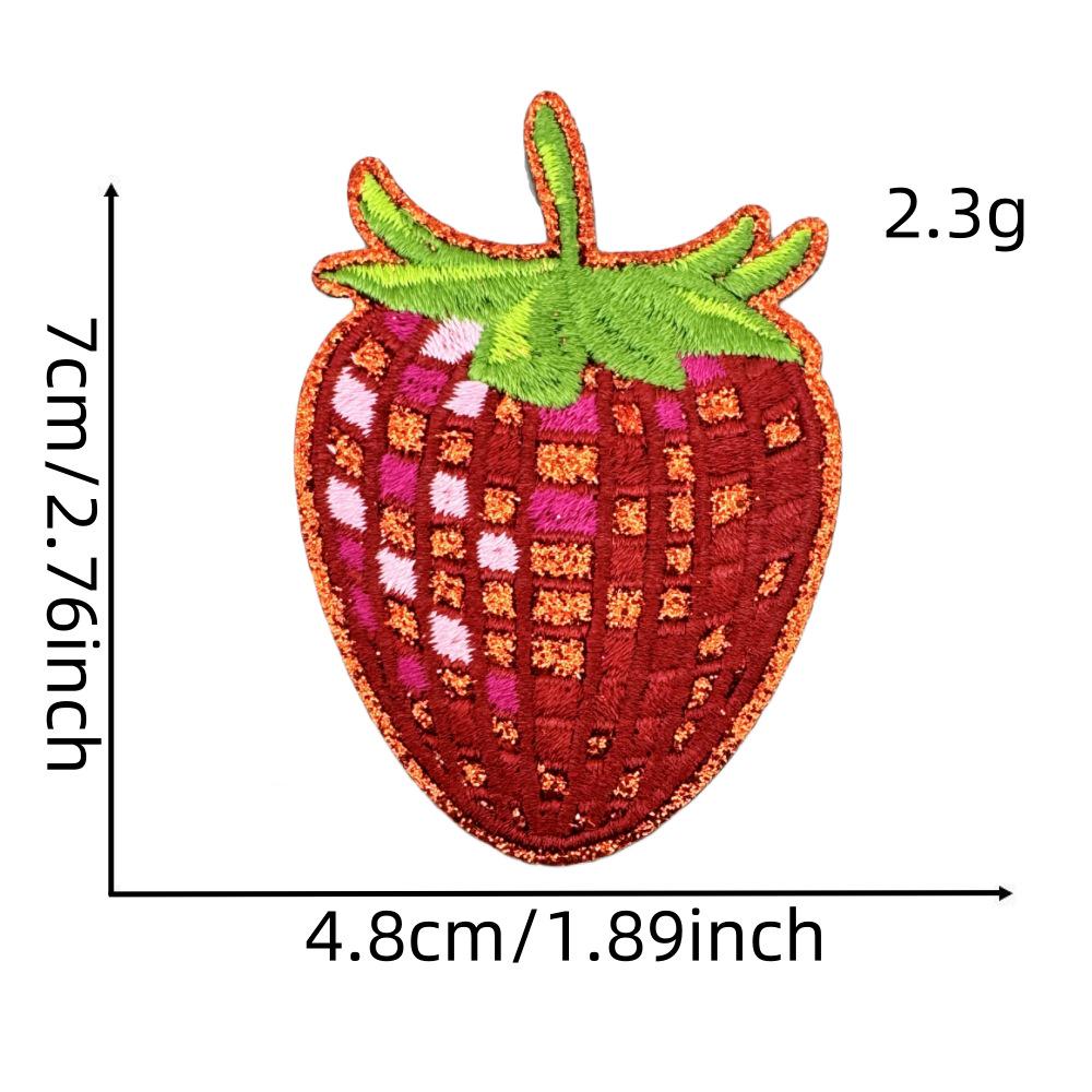 Shiny Gold Edged Embroidered Plaid Fruit Patch for Clothing Decoration