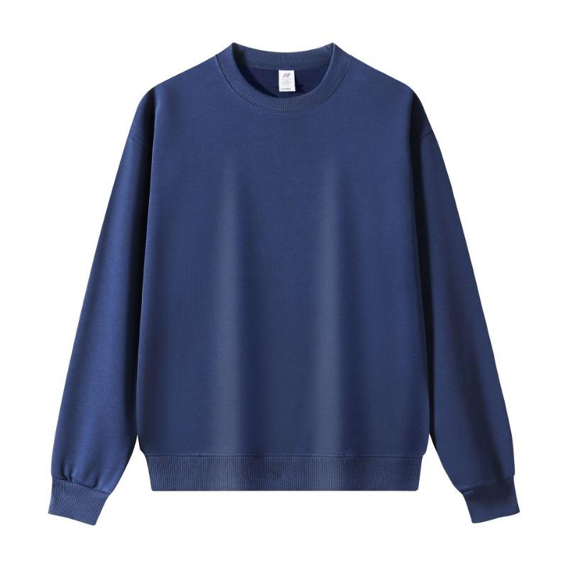 Autumn and winter new cotton crew neck sweater solid color loose casual men's and women's tops