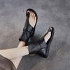 Johnature Genuine Leather Roman Flat Sandals Flip Flops Hollow Short Boots Fashionable Women's Shoes