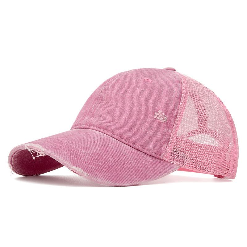 Baseball Cap Summer Solid Color Breathable Mesh Cap Outdoor Sunscreen Cap розовый