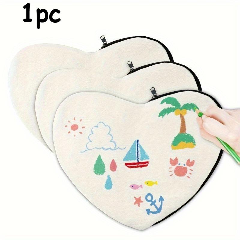 

Heart-shaped Canvas Makeup Bag with Zipper - DIY Craft Bag for Storing Cosmetics, Toiletries, and Stationery Storage Bags