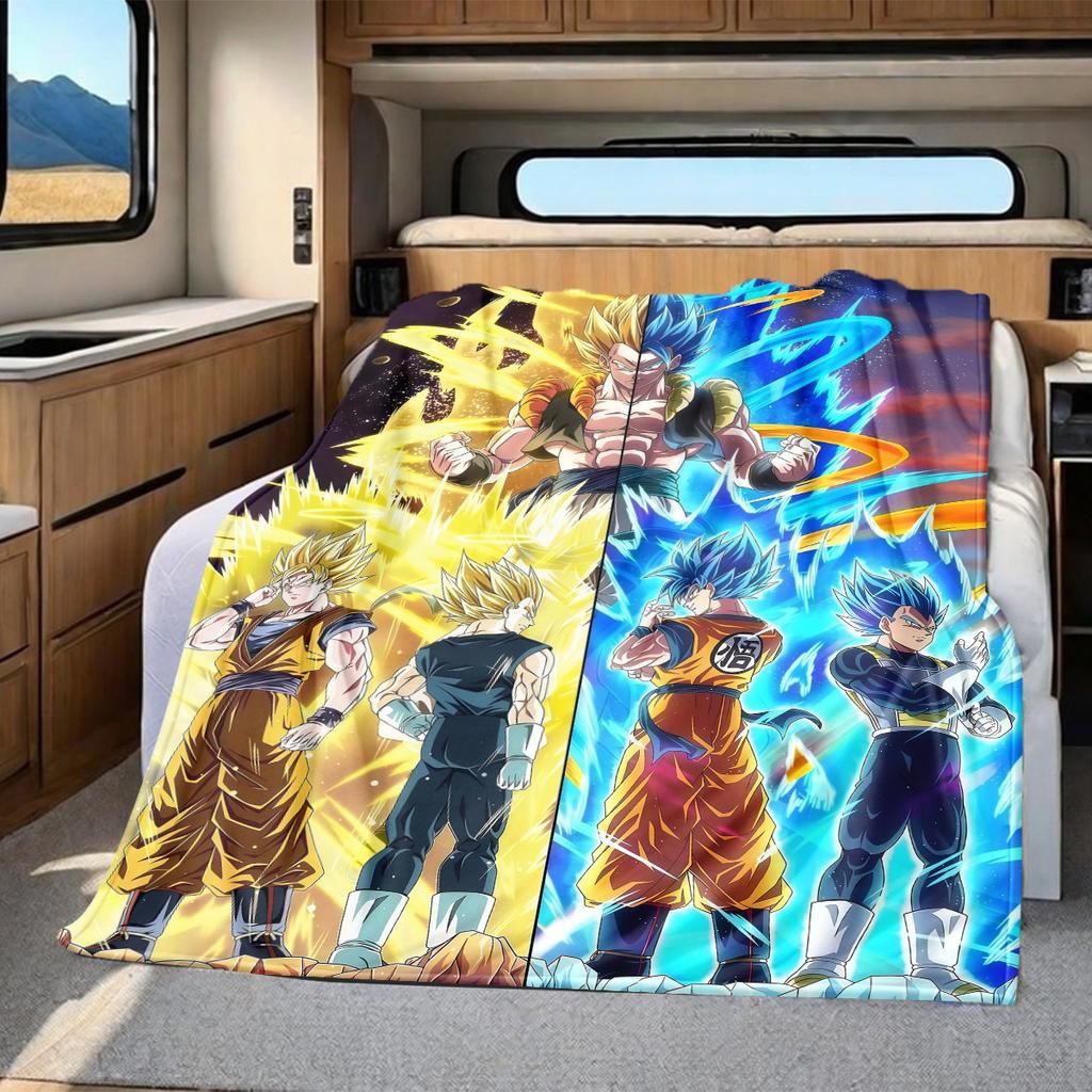 1 Stück Dragon Ball Super Aufdruck Flanelldecke, Hohe Qualität für alle Jahreszeiten, Heimdekoration, Wärme und Komfort, Perfekt für Weihnachtsgeschenke