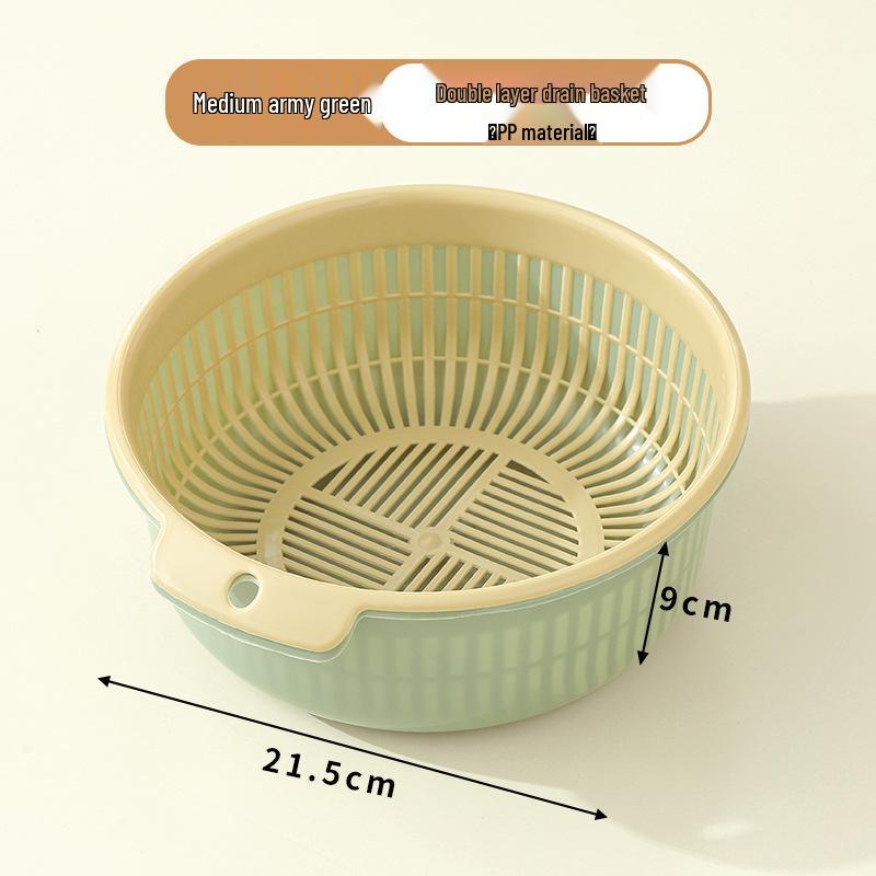 Dual-Layer Kitchen Storage Basket: Drainable, Multi-Purpose for Fruits & Vegetables