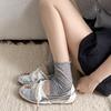 Fashion Korean Style Women's Ballet Slippers 2025 Autumn New Design Sensibility Flat Bottom Tied Shoes Adult Color Block Style