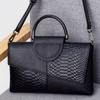 Elegant Luxury Women's Handbag Black Crocodile Pattern Crossbody & Clutch with Zipper Closure, Adjustable Strap, PU Material, Perfect Gift for Her