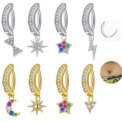 Moon Eight Mang Star Lightning Pentaphysia Pendant Inlays Diamond Navel Ring Navel