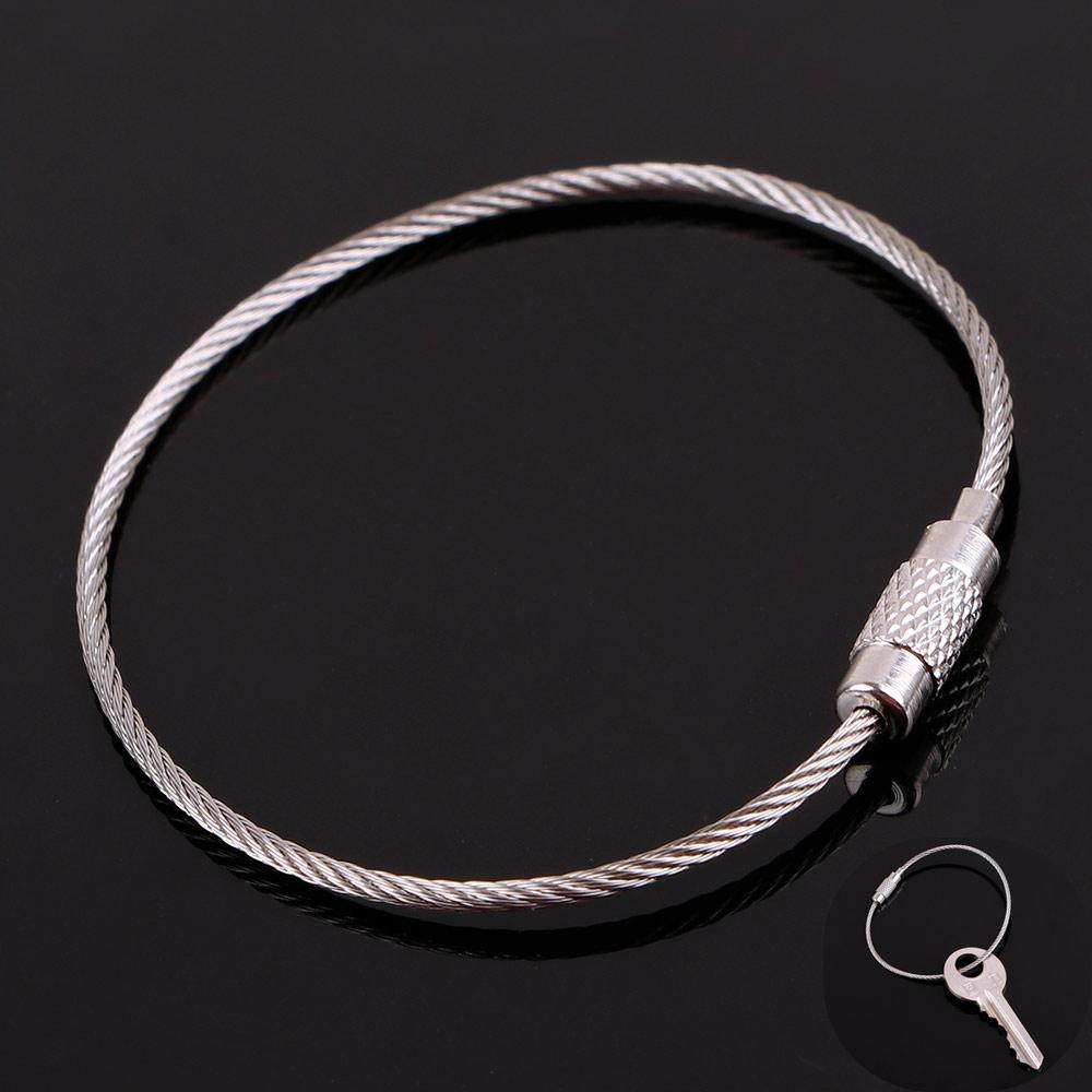 Women Locking Cable Rope Hiking Keychain Rings Outdoor Key Holder Stainless Steel Key Chain Keyring