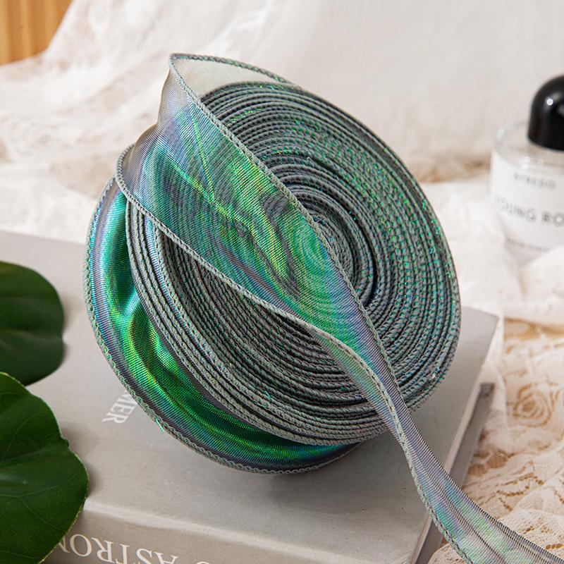 4cm x 10 Yards Iridescent Fishtail Yarn Ribbon, Polyester Lace Tulle for Floral Art & Baking.