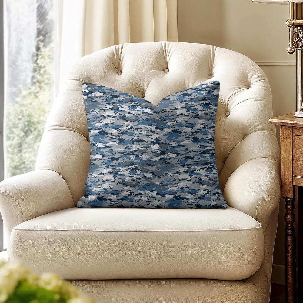Classic Camo Pattern Cushion Cover Natural Linen Organic Fabric Double-Sided Printing Sofa Home Decor Gift Pillow Cover