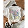 Graphic Chic Flower 100% Cotton Women's Retro Floral Print T-Shirt Soft Crew Neck Short Sleeve Top Vintage Shirt Floral Design