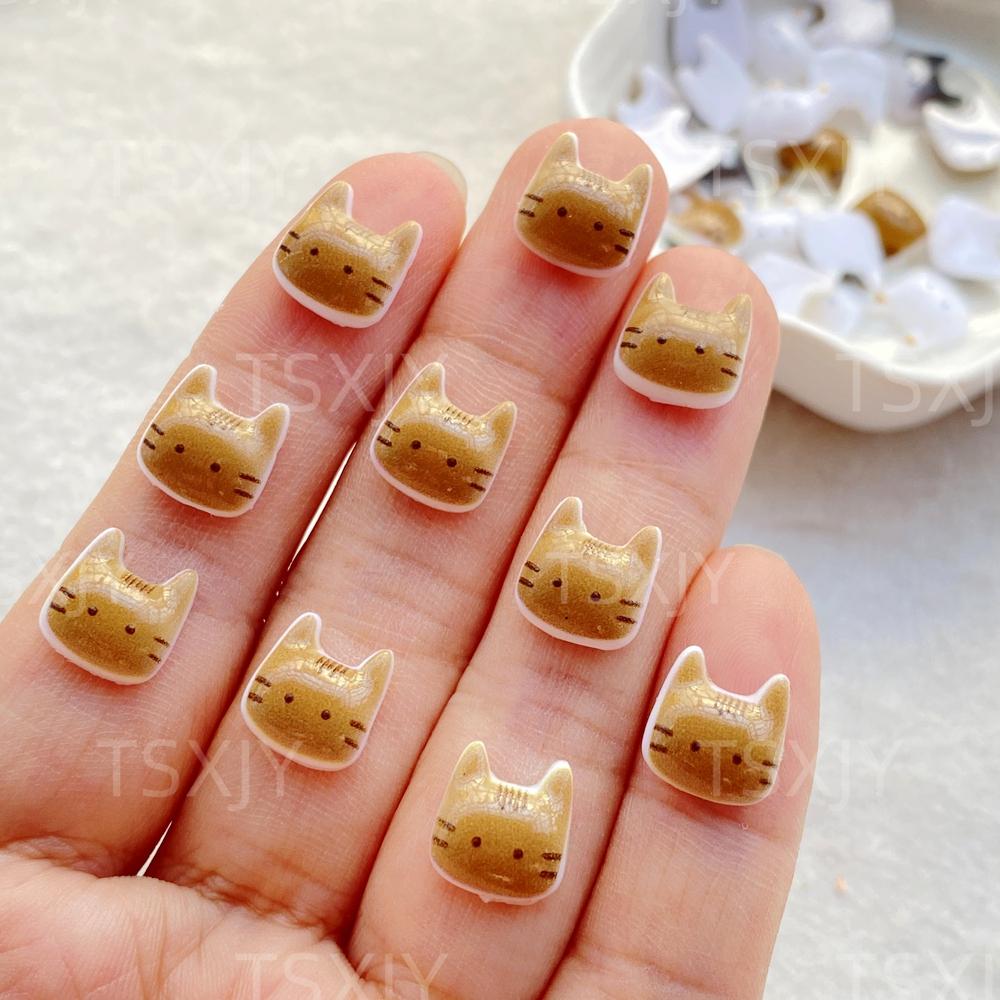 50pcs Cute Mini Cartoon Animal Kitten Nail Art Flatback Stone Figurines Scrapbook Charm DIY Jewelry Decor Crafts