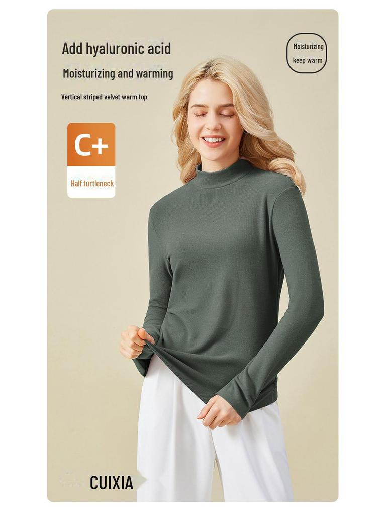 Dámská zateplená fleecová košile s polovičním rolákem – podzimní/zimní vnitřní oblečení