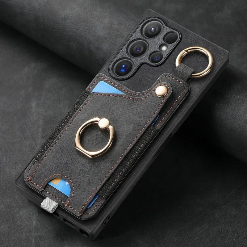 Ring Holder Phone Case for Samsung Galaxy S24 FE S26 S25 S23 S22 Ultra A17 A07 A57 A37 A36 A56 Magnetic Wallet Card Slot Cover