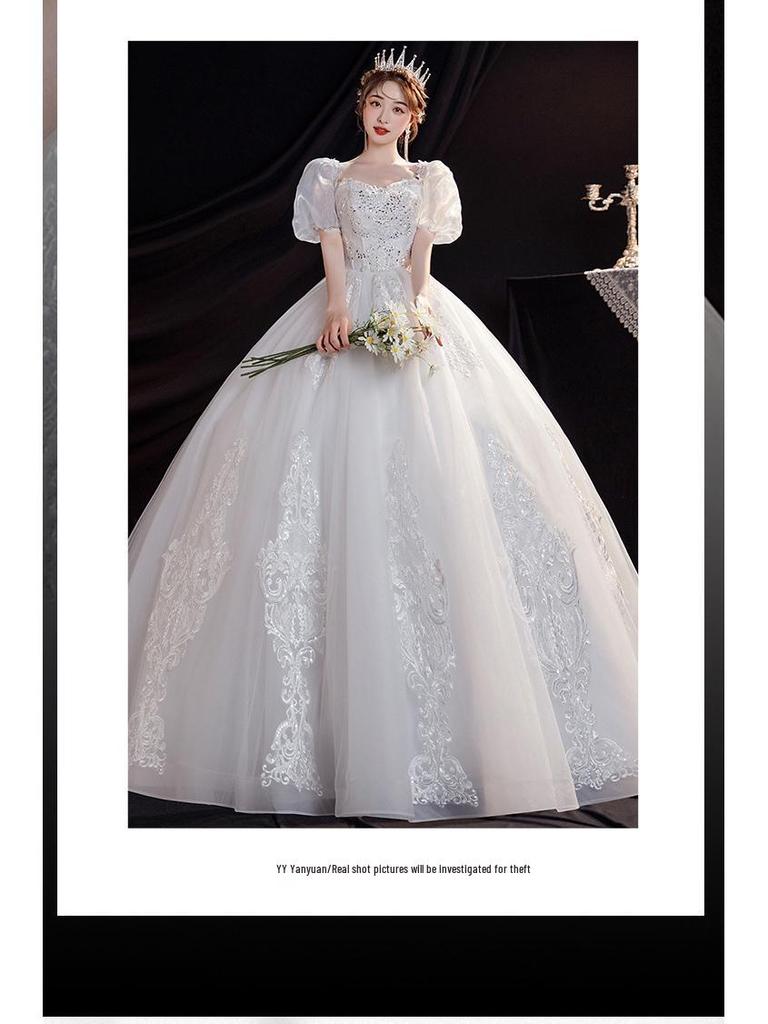 2025 Simple Princess-Style Floor-Length Maternity Wedding Dress for Petite Brides