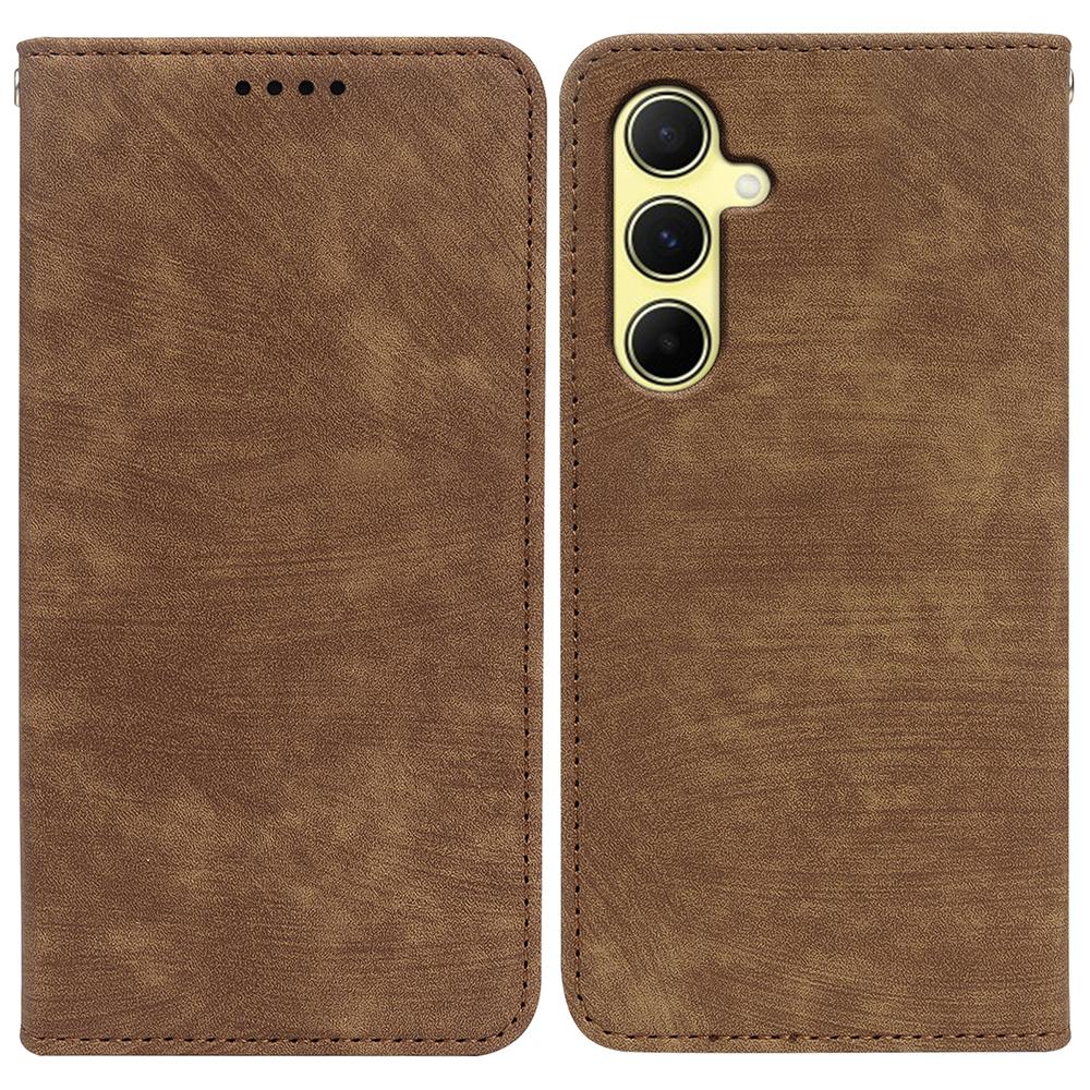 For Samsung Galaxy A17 Case Strong Magnetic Leather Wallet Phone Cover with Striped Texture