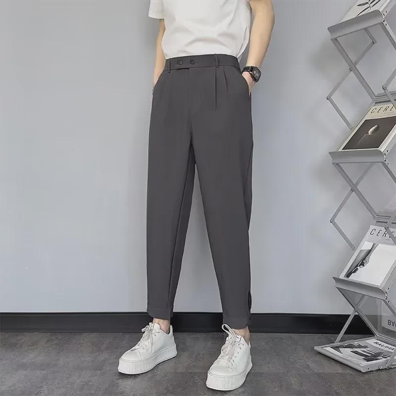 2023 British-Style Men's Skinny Nine-Point Casual Suit Pants, Korean-Inspired All-Match Design