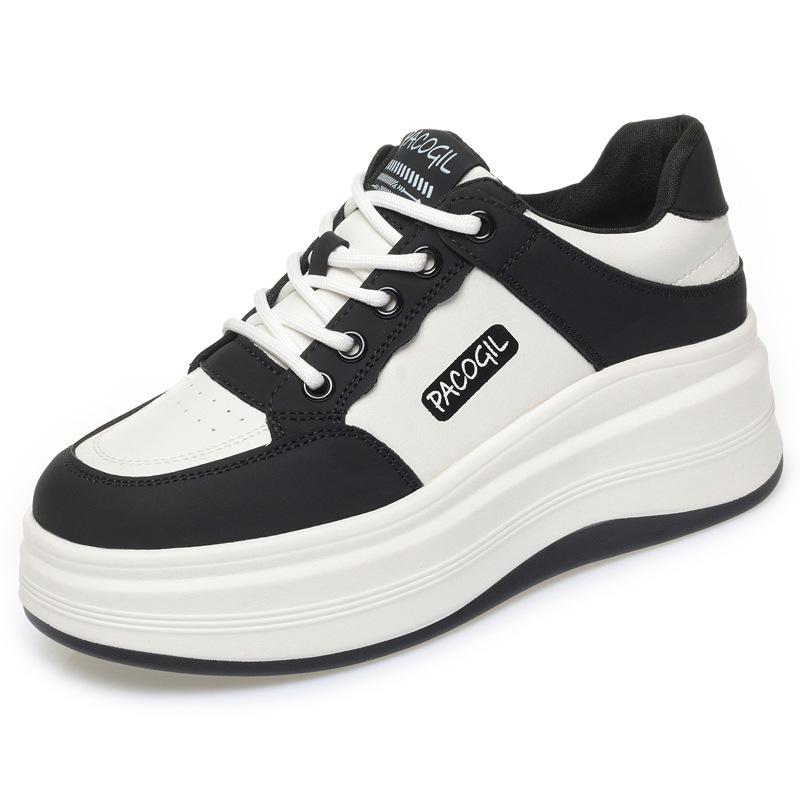 Weiche Leder Weiße Schuhe für Damen Neue Herbst Dicksohlige Retro Hong Kong Stil Schuhe Trendy Allround-Freizeit-Sportschuhe