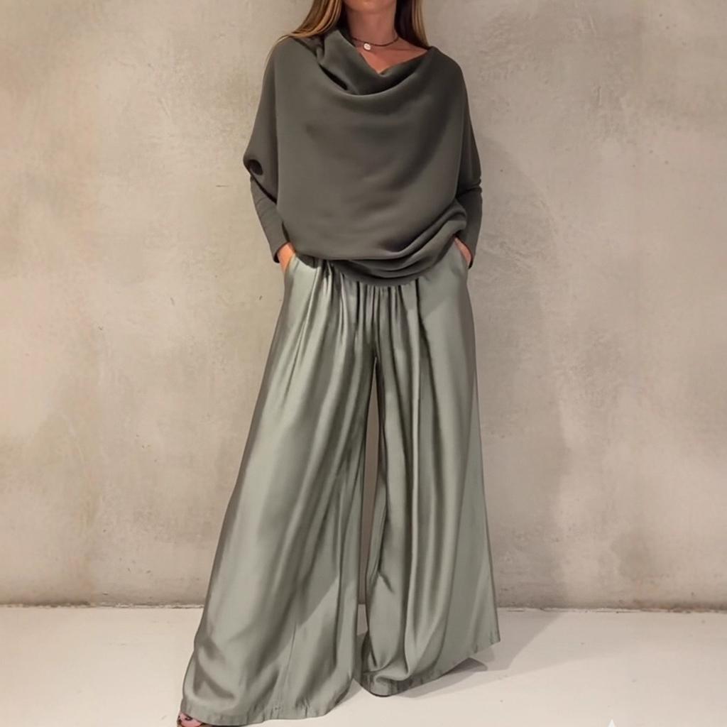 Women's Maroon Off Shoulder Top and Wide Leg Pants Set