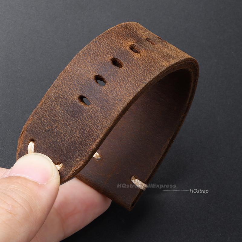 Cinturino Vintage Fatto a Mano 22mm 24mm 26mm Pelle di Vacchetta Crazy Horse Cinturino di Ricambio Universale per Uomini Donne Accessori Bracciale