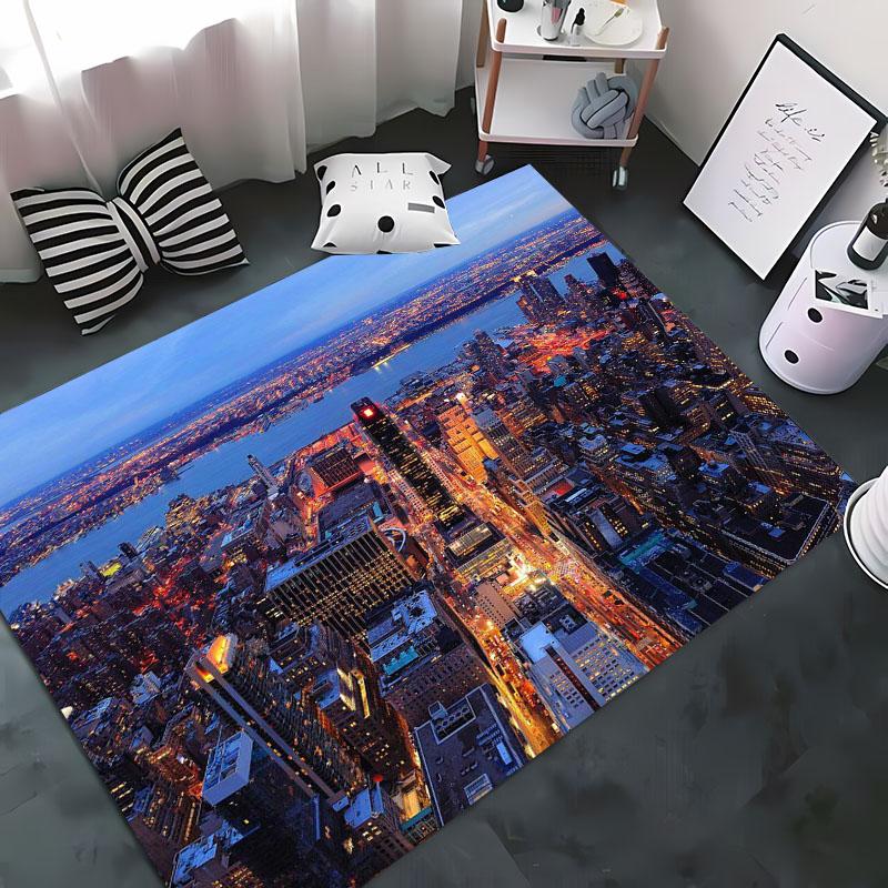 HD Printing New York City Theme Area Rug,Rugs Living Room Tapete for Bedroom Sofa Kitchen Doormat Decor,Kids Non-slip Floor Mat