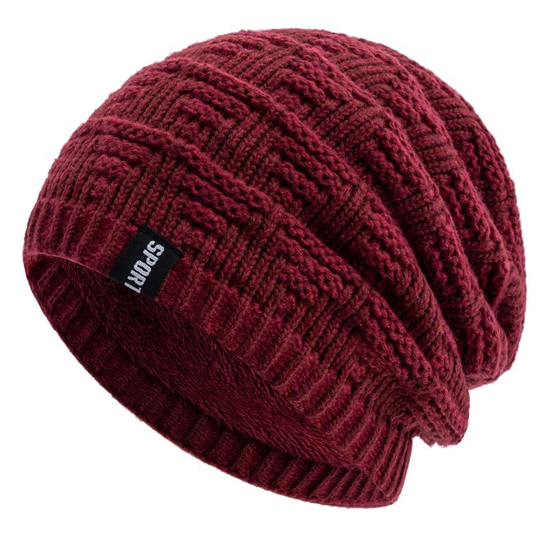 

Новый стиль Унисекс Повседневная Шапка-бини Плюшевая Меховая Подкладка Шапки для Мужчин Женщин Сохраняют Тепло Вязаная Шапка Модная Однотонная Лыжная Спортивная Зимняя Шапка 56cm-60cm красный