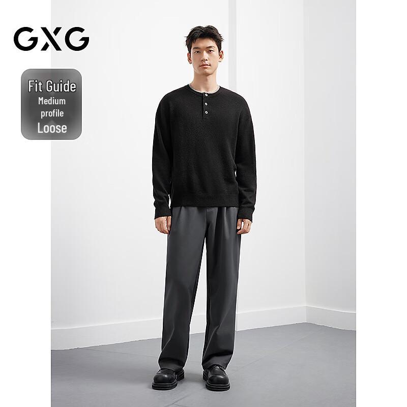 GXG Men's Wool Blend Faux Two-Piece Round Neck Knit Sweater
