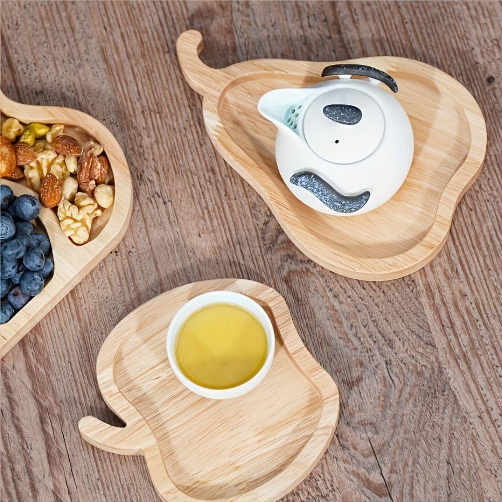 Squirrel Fruit Shape Squirrel Wooden Snack Tray Wood Double Dish Holder Home Decor