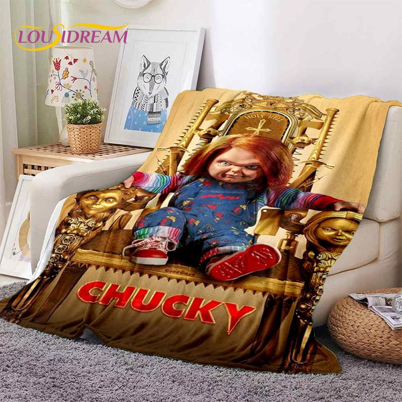 Hororový film Chucky Pennywise Halloween Pila Postava Deku, Měkká Přehozová Deku pro Domov Ložnici Postel Pohovku Piknik Cestovní Kryt