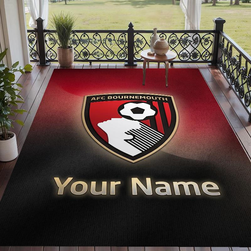 Custom Text Printed Rug Bournemouth Football Non Slip Floor Carpet For Home Room Decor