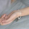 BECLUB Silver Color Hiphop Thick Chain Flower Bracelet for Women Men Vintage Handmade Hasp Bracelet Birthday Gift
