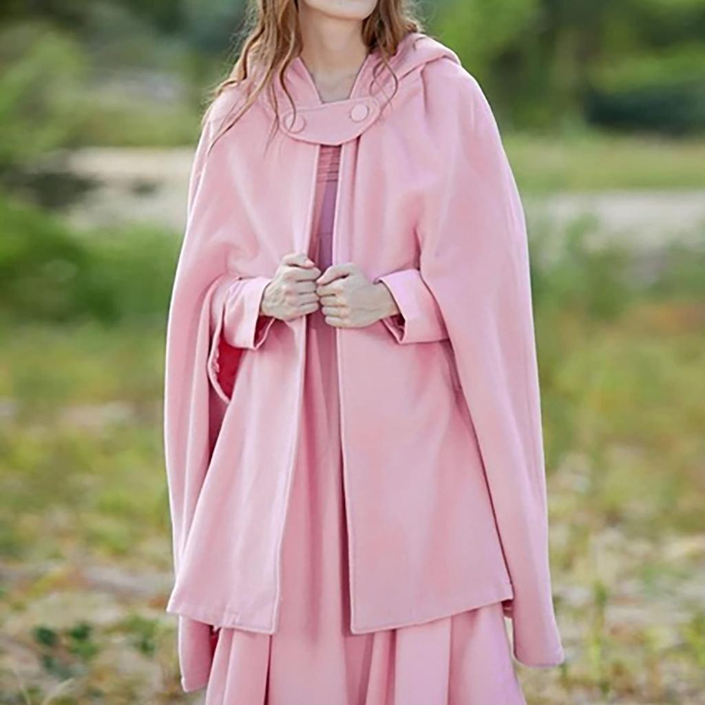 Gothic Open Front Hooded Cardigan Women Autumn Long Coat Solid Color Cloak Cape Winter Outdoor Jackets