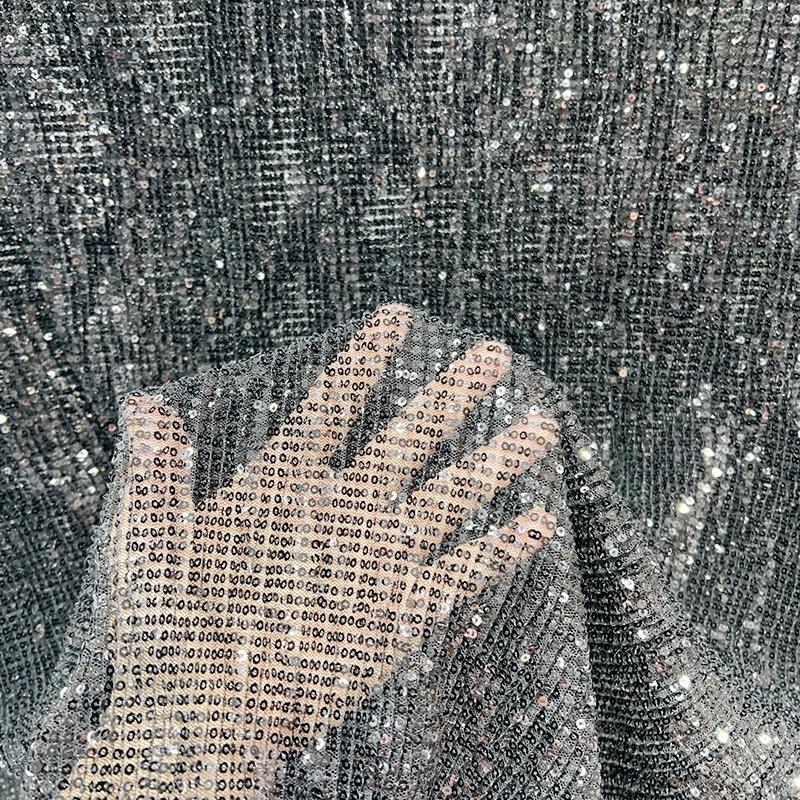 3mm Straight Flat Sequins Embroidered Fabric Robust Beads Embroidery Mesh Wedding Dress Children's Clothing Sequin Fabric