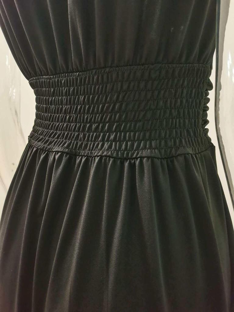 Women's Deep V-neck Pleated High-waisted Slit Evening Gown