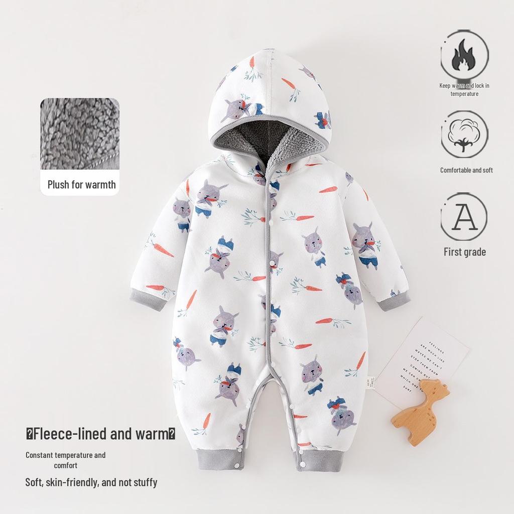 Fleece-lined Baby Romper for Autumn/Winter | 0-1 Year Warm Outing Crawling Suit by Anyang Baby & Children's Wear