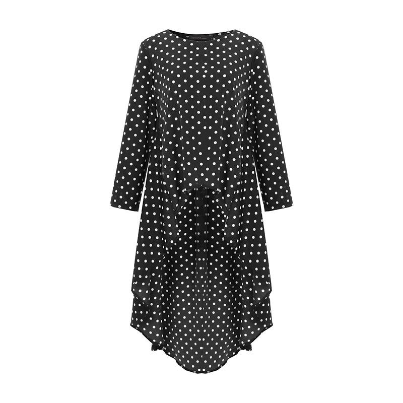 XVSSAA Womens Polka Dot Print Mid-Length Long Sleeve Blouse Tops Ladies Summer Round Neck Loose Casual Shirt XVSSAA Womens Polka Dot Print Mid-Length Long Sleeve Blouse Tops Ladies Summer Round Neck Loose Casual Shirt