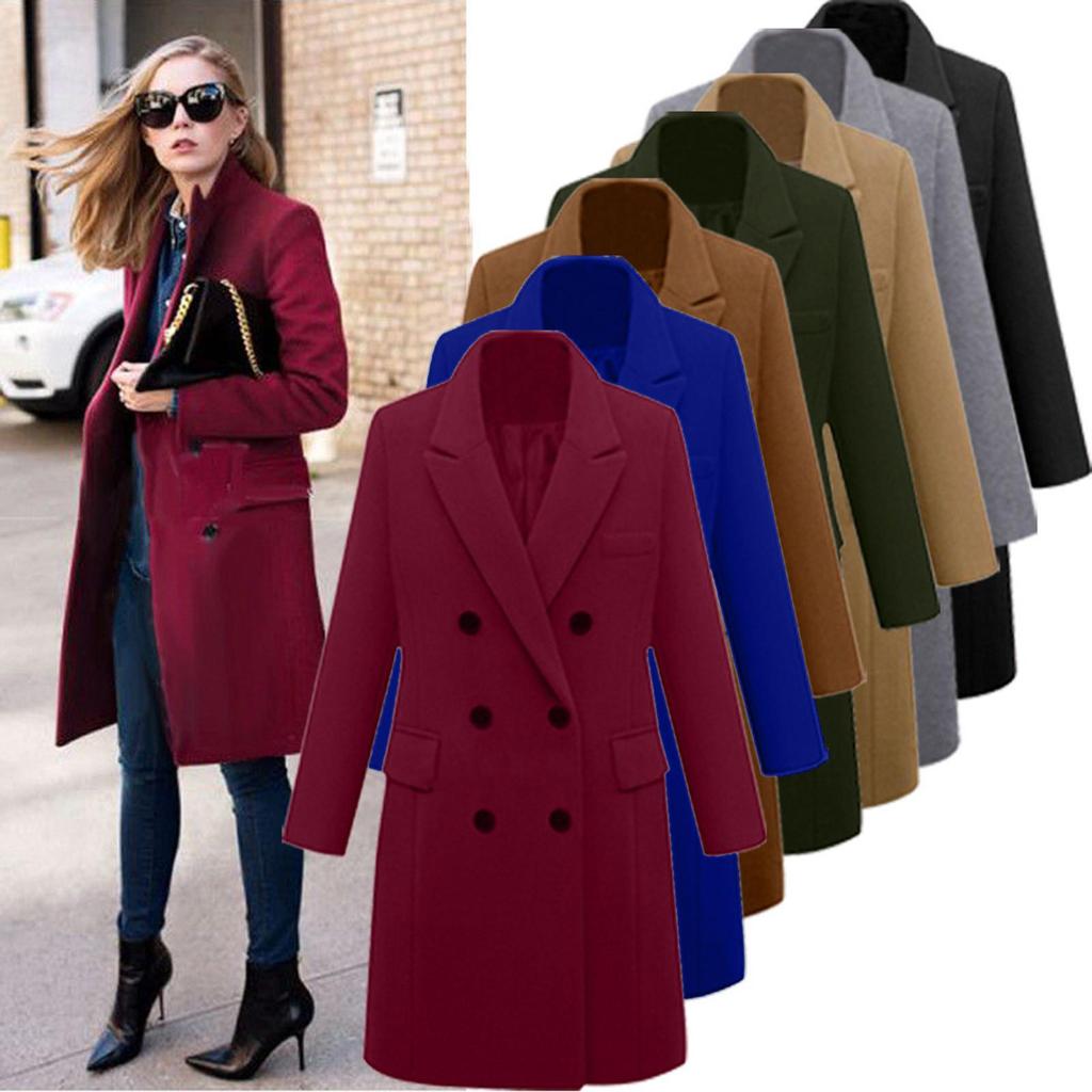 Cappotto da donna autunno classico doppiopetto lungo cappotto termico caldo antivento cappotto invernale strada uso quotidiano vacanza vestibilità ampia giacca elegante