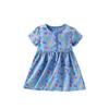 Girls Dress Summer New Style Casual Round Neck Short-sleeved Little Girl Dress for Middle and Small Children
