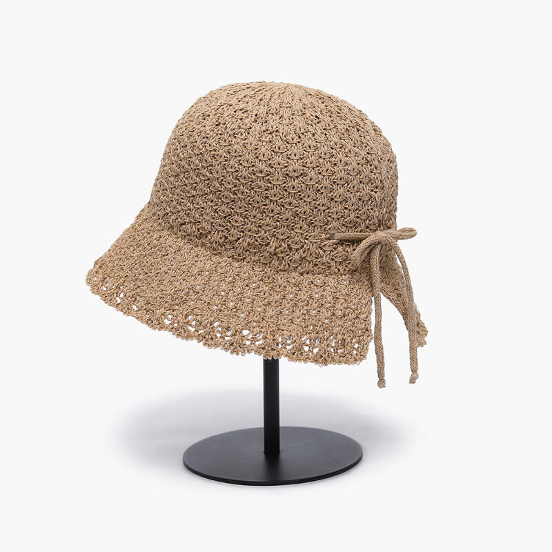 

Женская летняя вязаная шляпа-ведро с деталью в виде ленты black