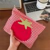 Minimalist Large Capacity Grid Cosmetic Bag Red Korean Style Women Toiletry Bag Handheld Washbag Pencil Pouch Girls