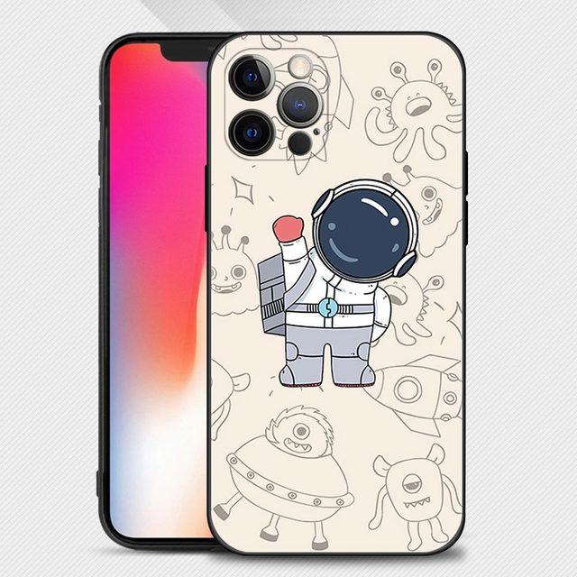Phone Shell For Apple Iphone 14 13 12 11 Pro Max 13 12 Mini Xs Max Xr X 7 8 Plus 6 6s Cover Silicone Case Cute Cartoon Astronaut