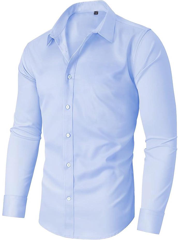 Pánska Slim Fit Nežehlivá Košeľa s Dlhým Rukávom Business Casual - Jednofarebná, Chladivý Dotyk Ľadového Hodvábu L gray