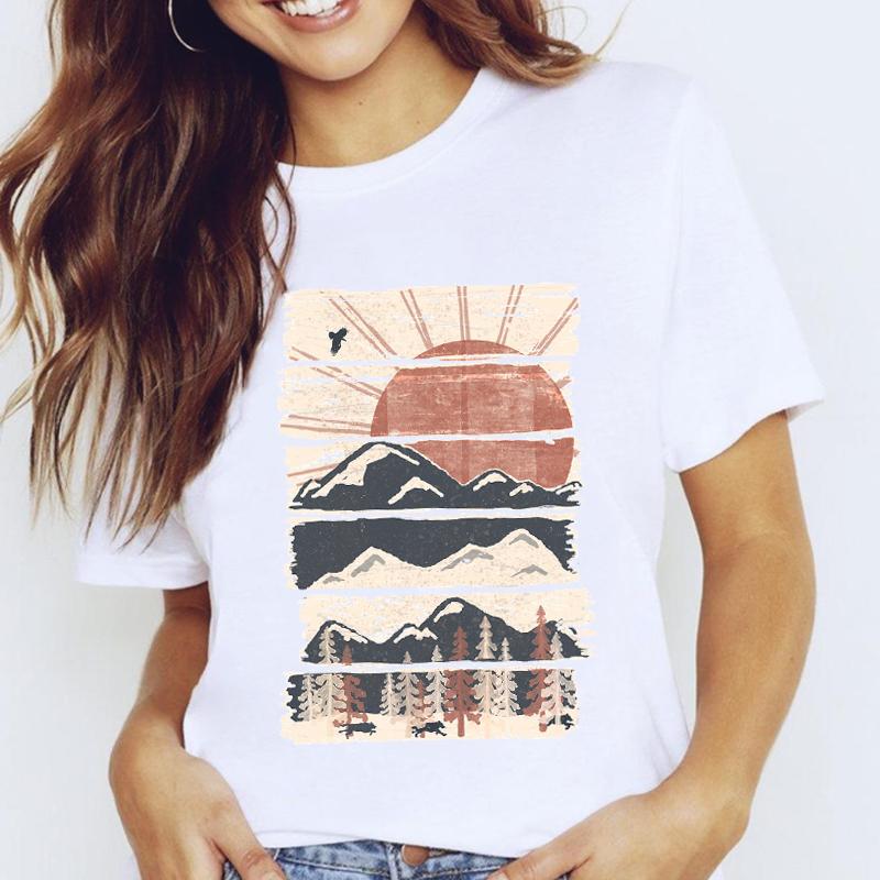 Women T-Shirt Graphic Floral Flower Butterfly Short Sleeve Tees Female Fashion Spring Summer 90S Oversized Tshirts Clothes Tops