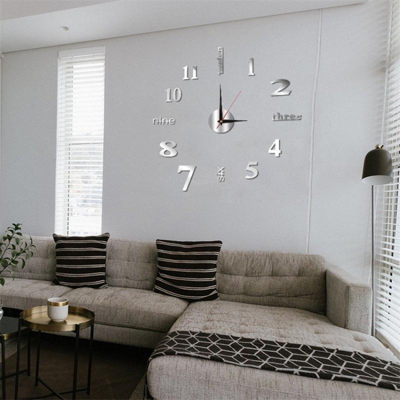2D 3D Wall Clock Mirror Wall Stickers Diy Large Acrylic Quartz Wall Clocks Removable 4 Color Art Decal Sticker Home Decor