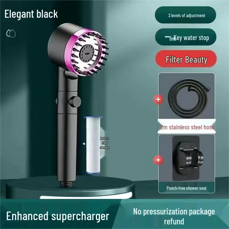 Ultra-Strong Supercharged Massage Shower Head Set with Filter & Hose