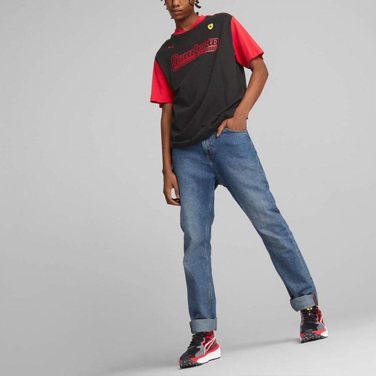 PUMA Ferrari Racing Series Race Statement Tee With Logo Print And Color Block Unisex Tops Black 538149-01