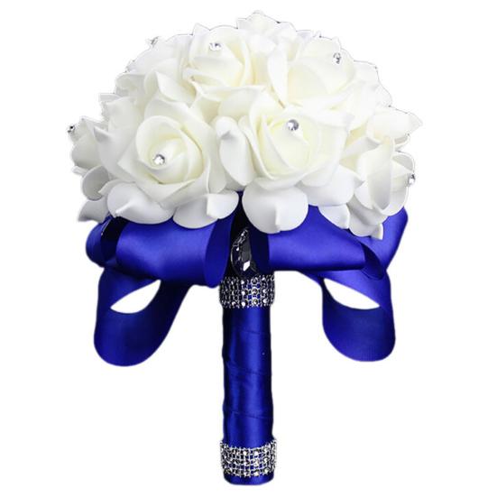 1 Bouquet Bride Bridesmaid Handmade Wedding Party Rhinestone Artificial Flower