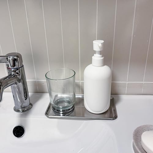 IMEEA Stainless Steel Accessory Tray, Coin Tray, Small Item Tray, Key Tray, Cash Tray, Square, Silver, Set of 2