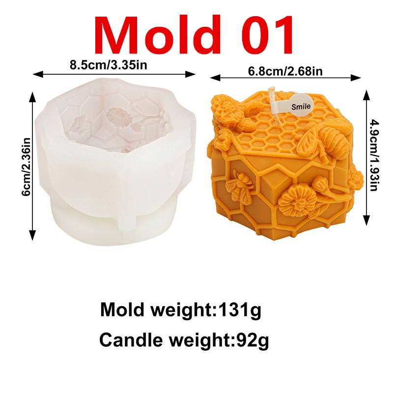 3D Honeycomb Cake Bee Silicone Candle Mold DIY Bee Cake Flower Shapes Candles Gypsum Home Decor Gift